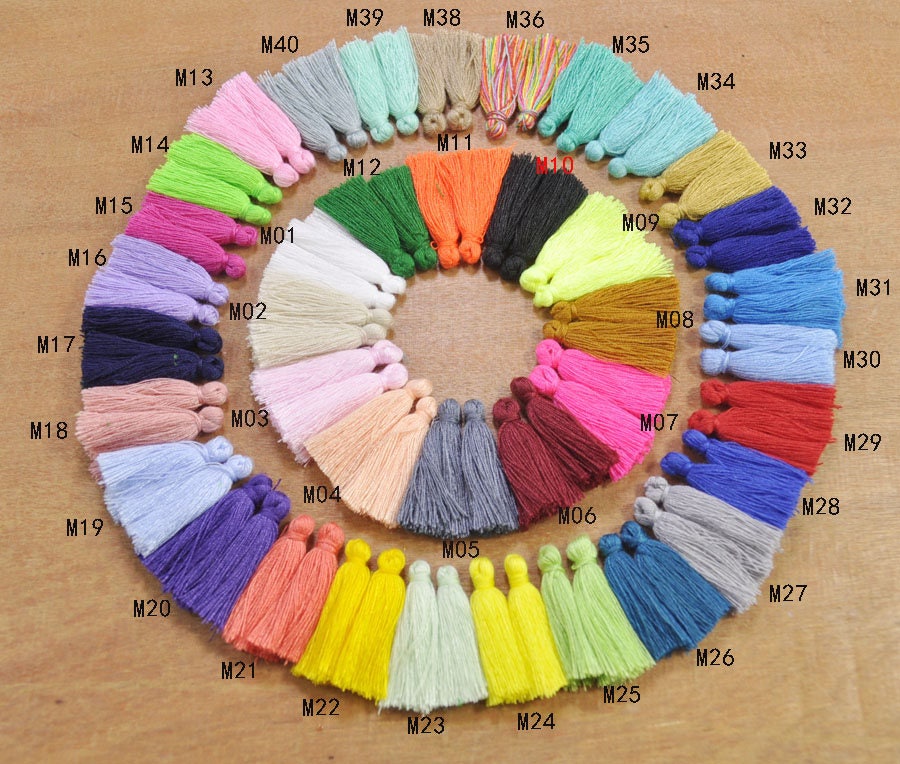 40 mini nappe colorate, 50 pezzi all'ingrosso di nappe di cotone da 30 mm/nappe corte minuscole/nappe di filo di cotone fatte a mano/nappe artigianali
