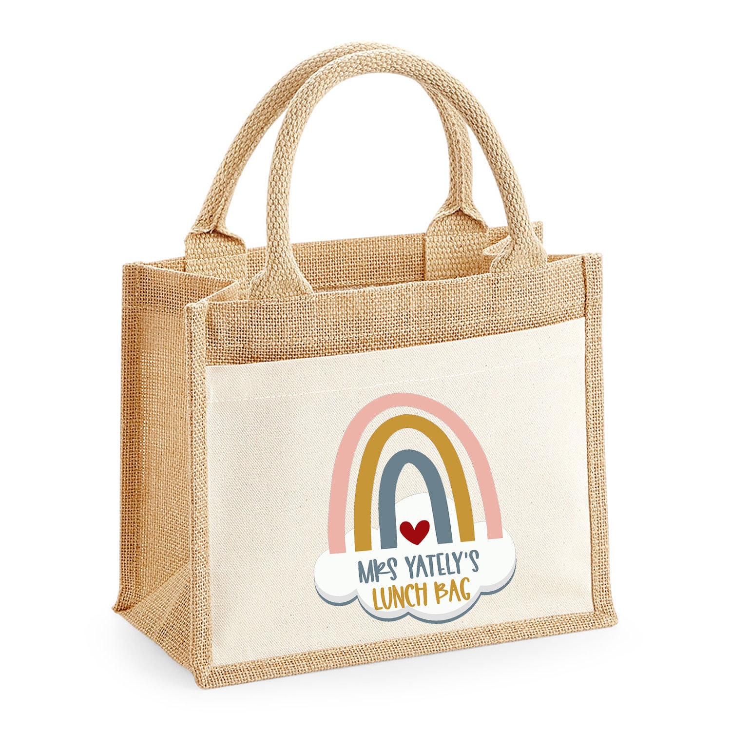 Regalo per insegnanti, Borsa per il pranzo per insegnanti, Borsa per il pranzo in juta personalizzata, Borsa per il pranzo con monogramma, Borsa per i