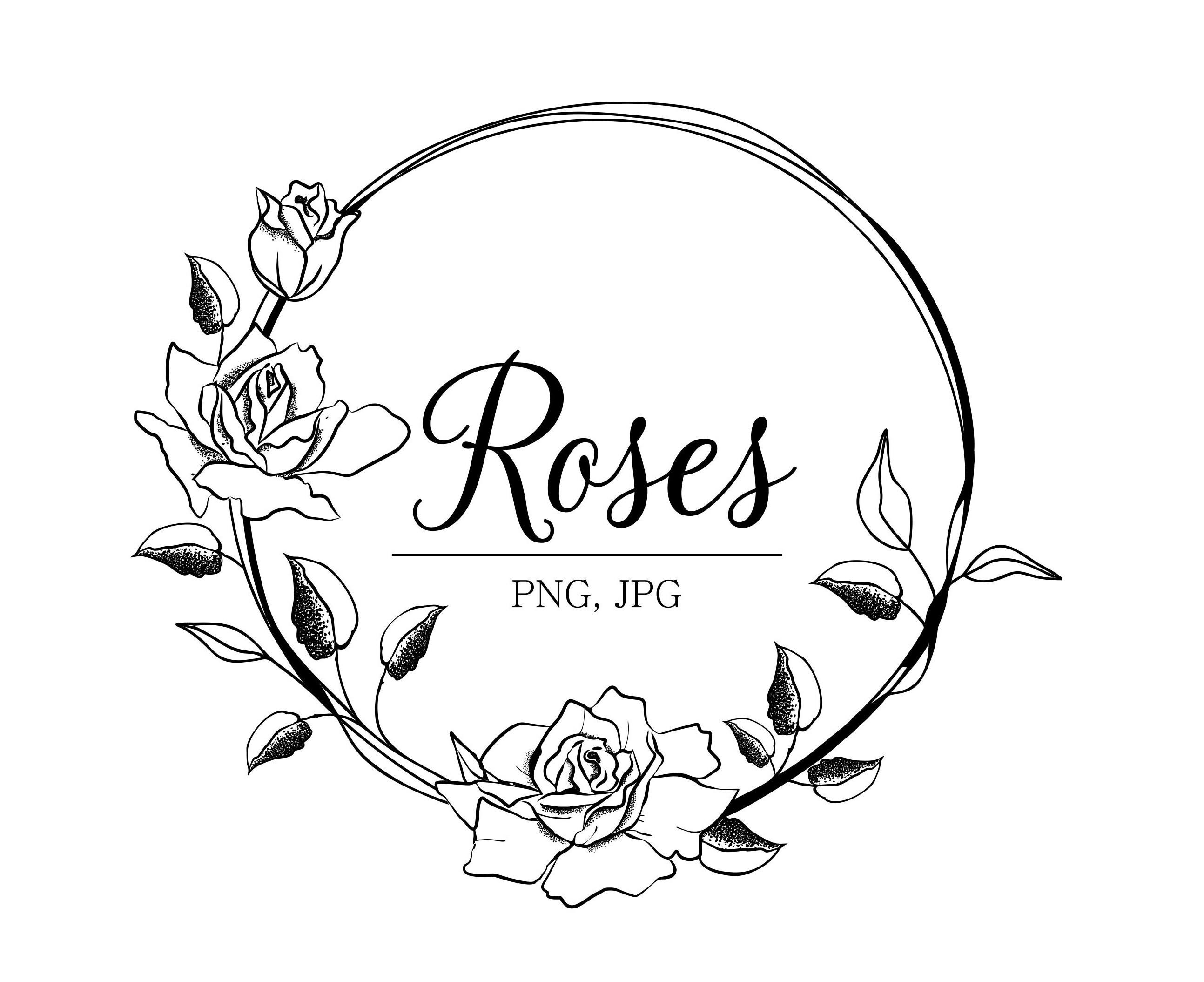 fiori di nascita Rose Wreath Clipart, Illustrazione di rose, Cornice di fiori Clipart, Cornice circolare Clipart, Clipart digitale, Clipart di fiori r