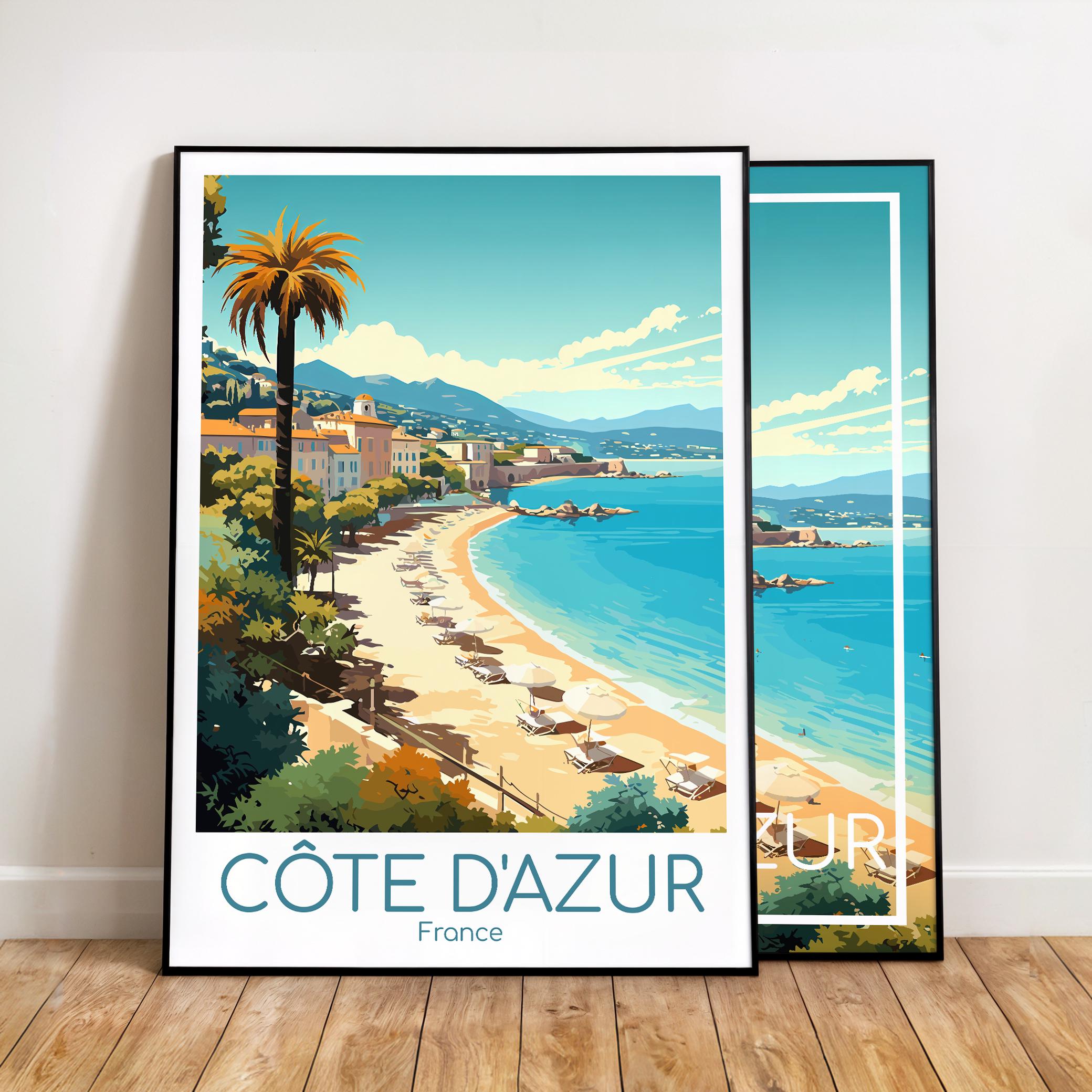 Poster Costa Azzurra, Arte da parete, Poster di viaggio Costa Azzurra, Francia, Poster vintage, Regalo di viaggio, Stampa Costa Azzurra, Stampa artist