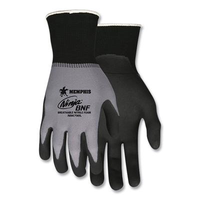 MCR Safety N96790L Ninja Nitrile Coating Nylon/Spandex Gloves, Black/Gray, Large, Dozen - 1 Dozen