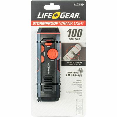 Life+Gear® LG3860675RED Flashlight, Crank Radio, 30 Lumen, 1-9/10