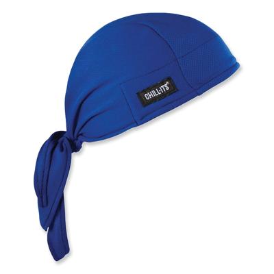 Ergodyne 12481 Chill-Its 6615 High-Perform Bandana Doo Rag with Terry Cloth Sweatband, One Size Fits Most, Blue, Ships in 1-3 Business Days