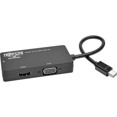 Tripp Lite P13706NHDV4K Converter Adapter, mDP 1.2 to VGA/DVI/HDMI, All-in-One