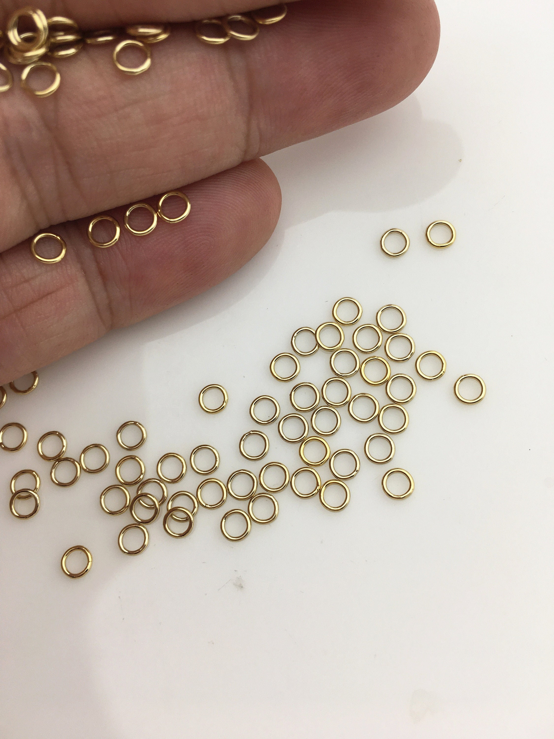 20 pezzi 4 mm x 0,64 mm anelli di congiunzione chiusi riempiti d'oro 14K, gioielli con anello rotondo chiuso riempito d'oro, anelli di congiunzione ro