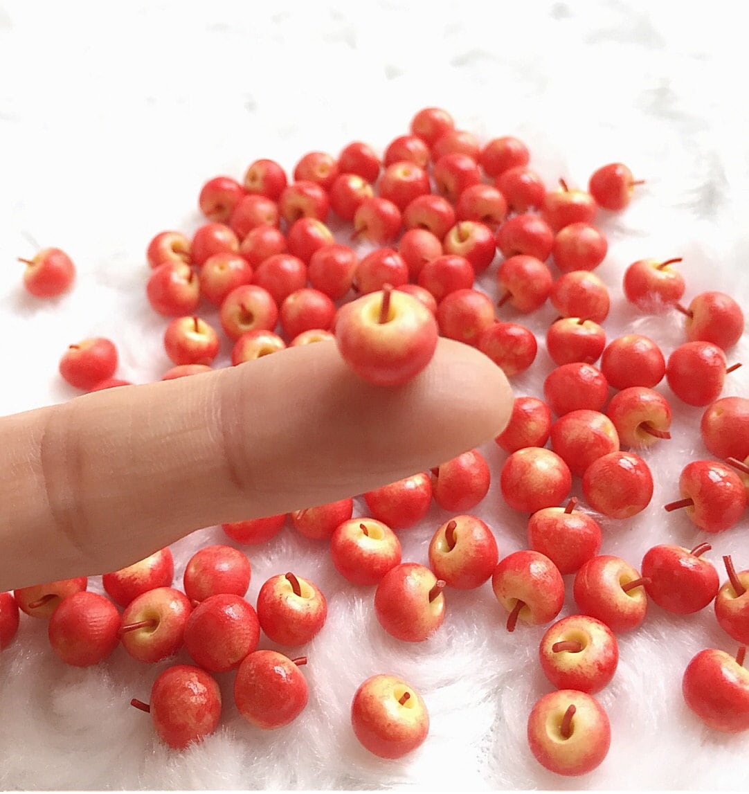 8 pezzi di mela rossa in miniatura, bambole e miniature, casa delle bambole, frutta in miniatura, dolci in miniatura, cibo in miniatura, miniatura fat