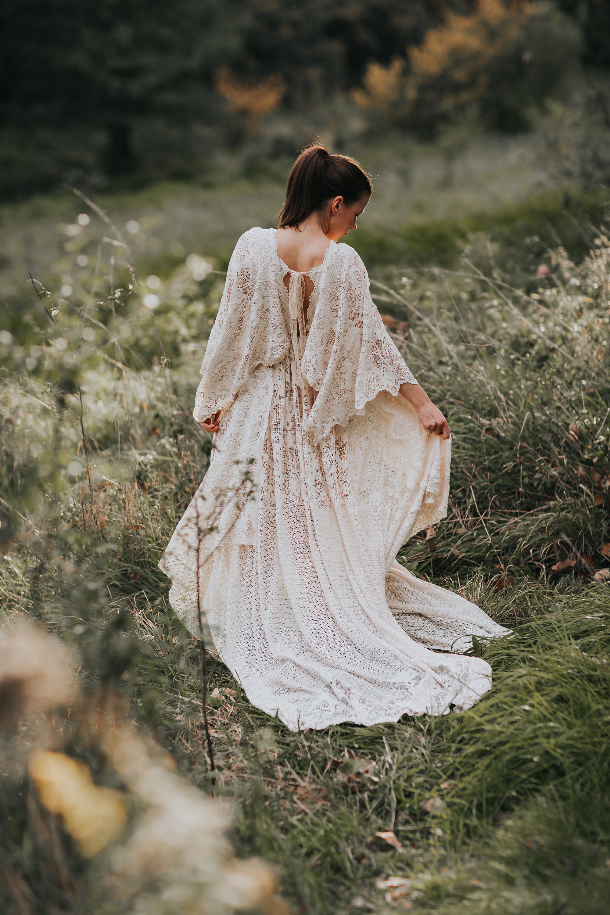 Abito da sposa Maggie, abito da sposa per fuga d'amore, abito da sposa boho, abito da sposa rustico in pizzo, abito da sposa in pizzo, abito da sposa