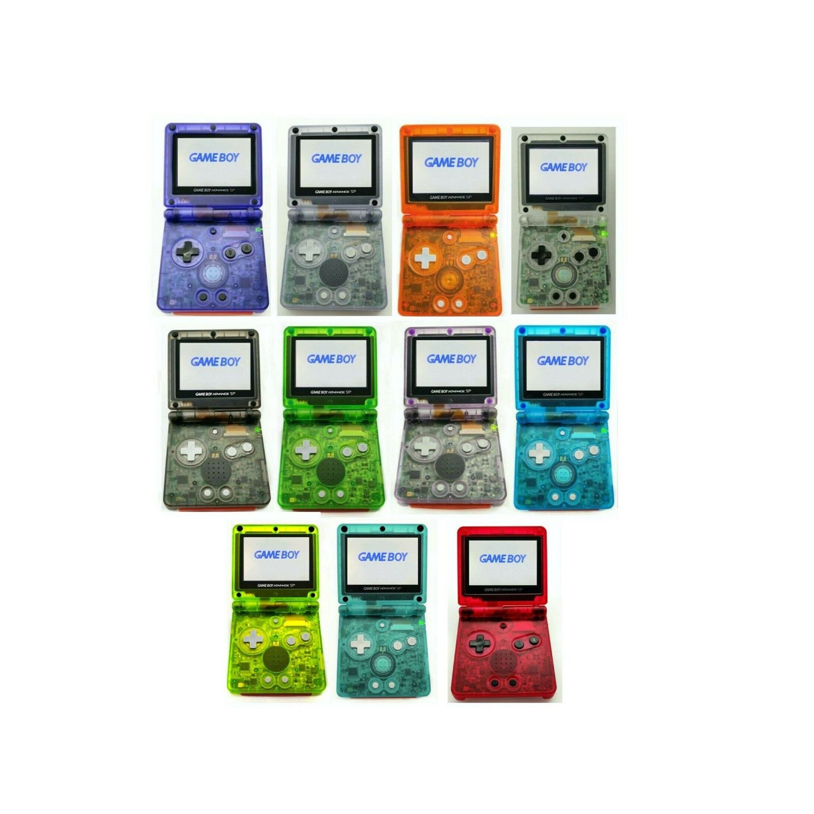 Nintendo Game Boy Advance GBA SP IPS Mod System 10 livelli di luminosità Scegli il tuo colore chiaro!