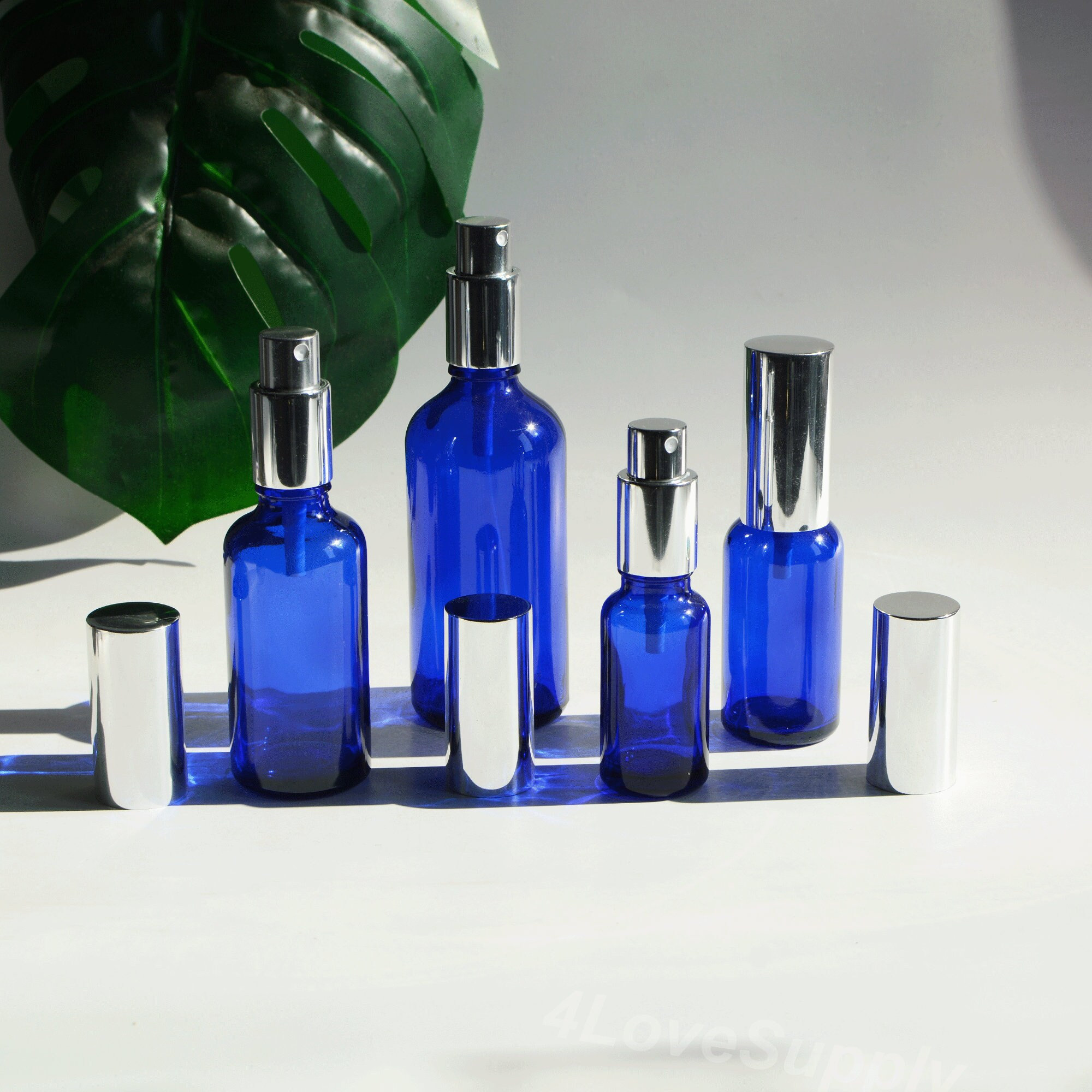 15ml 20ml 30ml 50ml 100ml Flaconi spray a nebbia fine Flaconi spray in vetro zaffiro argento Flaconi per profumo per imballaggio cosmetico Olio essenz