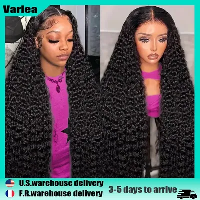 Varlea 40 Inch 13x4 Lace Front Wigs Deep Wave Wig Curly Hd Lace Wig 13x6 Human Hair Water Wave Black