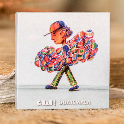 'Traditional Child-Themed Paper Magnet from Guatemala'