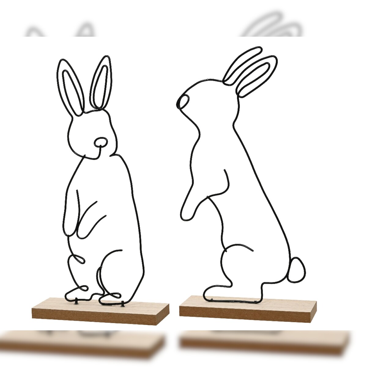 Decoris 1 Dekofigur Osterhase 29cm Metall Dekohase Osterdeko Tischdeko Ostern Frühlingsdeko Osterschmuck Metalldeko Hase Figur Geschenk Schwarz Image