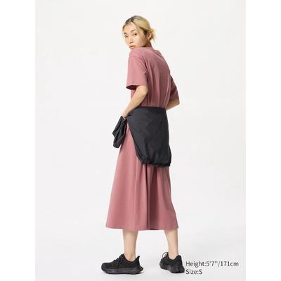 Uniqlo - Airism Cotton T-shirt Dress (short Sleeve) - Pink - XS