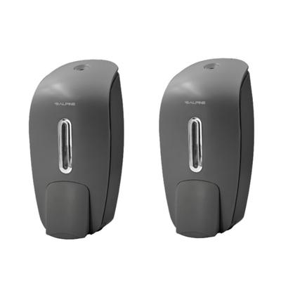 Alpine Wall-Mounted Hand Soap Dispensers, 9-5/8"h X 4-5/8"w X 4-1/8"d, Gray, Pack Of 2 Dispensers