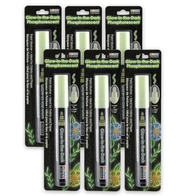 Marvy Uchida Glow In The Dark Fabric Markers, Broad Tip, Green, Pack Of 6 Markers