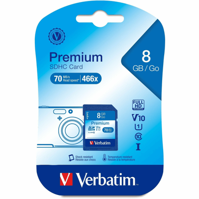 Verbatim Premium Class 6 Secure Digital High Capacity (Sdhc) Memory Card, 8Gb