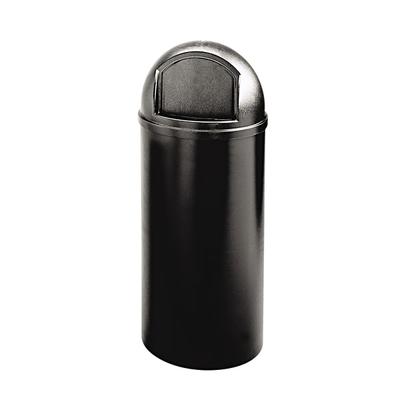Rubbermaid Marshal Round Polyethylene Classic Waste Container, 25 Gallons, 42"h X 18"w X 18"d, Black