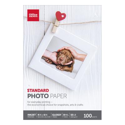 Office Depot Brand Standard Photo Paper, Glossy, 4" X 6", White, Pack Of 100 Sheets
