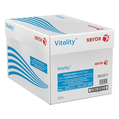 Xerox Vitality Multi-Use Printer & Copy Paper, White, Ledger (11" X 17"), 2500 Sheets Per Case, 24 Lb, 92 Brightness, Fsc Certified, Case Of 5 Reams