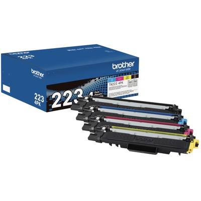 Brother Tn223 Black And Cyan, Magenta, Yellow Toner Cartridges, Pack Of 4, Tn223 Combo