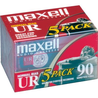 Maxell Ur Type I 90-Minute Normal-Bias Cassette Tapes, Pack Of 5 Tapes, Mxl108562
