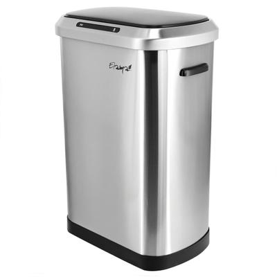 Elama 13-Gallon Stainless Steel Automatic Sensor Hands-Free Trash Can, 25-1/4"h X 16-3/4"w X 12"d, Silver