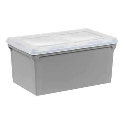 Iris Plastic Letter-Sized Split Lid File Box, 44 Quart, 24"l X 20-1/16"w X 16-3/16"h, Gray