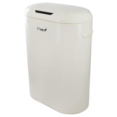 Elama 13-Gallon Plastic Automatic Sensor Hands-Free Round Top Trash Can, 25-1/4"h X 16-3/4"w X 12"d, Black
