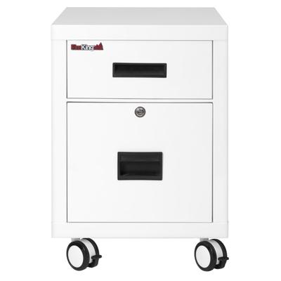 Fireking 18"w Vertical 2-Drawer Mobile Locking Fireproof File Cabinet, Metal, Arctic White, Dock-To-Dock Delivery