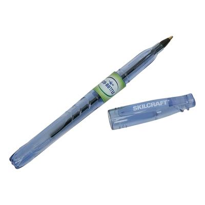 Skilcraft Ballpoint Stick Pens, Pack Of 12, Medium Point, Transparent Blue Barrel, Black Ink