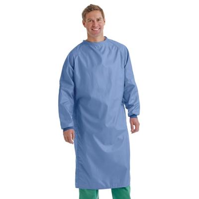 Medline 1-Ply Blockade/angelstat Surgeons' Gowns, Snap Neck And Snap Mid-Back, 2X, Ceil Blue, Pack Of 12