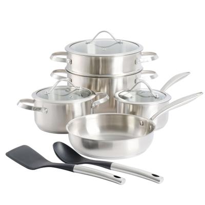 Kenmore Aiden 10-Piece Stainless-Steel Cookware Set, Silver