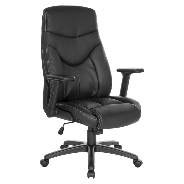 Office Star Ergonomic Leather High-Back Executive Office Chair, Black