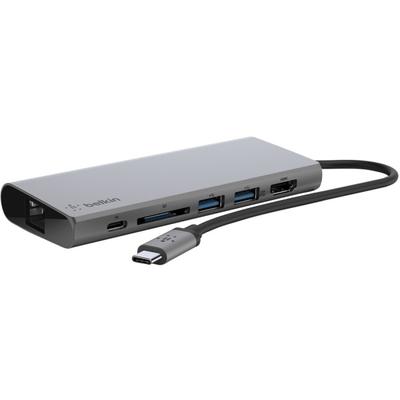 Belkin Usb-C Multimedia Hub - For Notebook - 60 W - Usb Type C - 3 X Usb Ports - 2 X Usb 3.0 - Usb Type-C - Network (Rj-45) - Hdmi - Wired