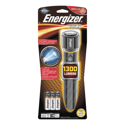 Energizer Vision Hd Flashlight With Digital Focus - Led - 1300 Lm Lumen - 6 X Aa - Battery - Metal - Water Resistant - Chrome - 1 / Pack