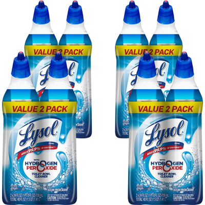 Lysol Hydrogen Peroxide Toilet Cleaner - 24 Fl Oz (0.8 Quart) - Ocean Fresh Scent - 8 / Carton - Blue