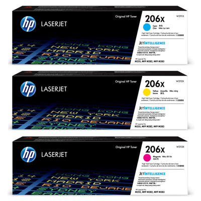 Hp 206X High-Yield Cyan, Magenta, Yellow Toner Cartridges Combo, Pack Of 3, W2111X,w2112X,w2113X