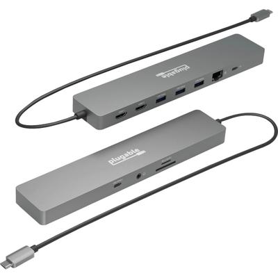Plugable 11-In-1 Usb-C Hub 100W Usb-C Pass-Through, Laptop Docking Station Dual Monitor With 4K 60Hz Hdmi