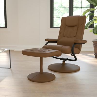 Flash Furniture Contemporary Recliner With Wrapped Base Ottoman, Palimino/black