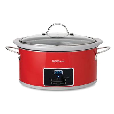 Betty Crocker 6-Quart Oval Digital Slow Cooker, Red