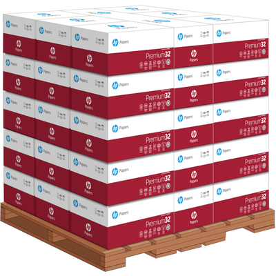 HP Premium Printer & Copy Paper, White, Letter (8.5" x 11"), 120000 Sheets Per Pallet, 32 Lb, 100 Brightness, Case Of 6 Reams