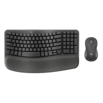 Logitech Wave Keys Mk670 Wireless Ergonomic Keyboard And Signature M550 L Wireless Mouse Combo, Graphite, 920-012059