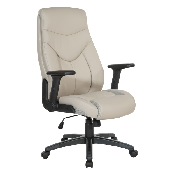Office Star Ergonomic Leather High-Back Executive Office Chair, Taupe
