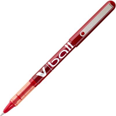 Pilot V-Ball Liquid Ink Rollerball Pens, Extra Fine Point, 0.5 Mm, Red Barrel, Red Ink, Pack Of 12 Pens
