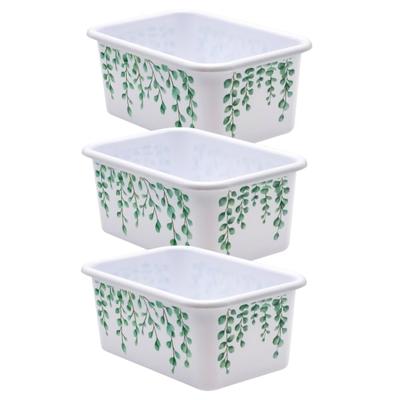 Teacher Created Resources Plastic Storage Bin, Small, Eucalyptus, Pack Of 3
