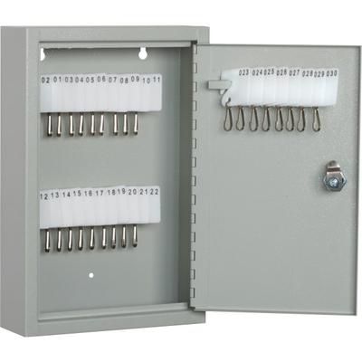 Skilcraft Key Cabinet - 12.3" X 8" X 2.6" - Hinged Door(S) - Cylinder Lock, Scratch Resistant, Corrosion Resistant - Gray - Baked Enamel - Steel