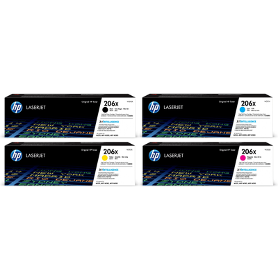 Hp 206X High-Yield Black And Cyan, Magenta, Yellow Toner Cartridges Combo, Pack Of 4, W2110X,w2111X,w2112X,w2113X