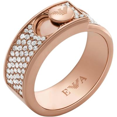 Fingerring EMPORIO ARMANI "Schmuck Geschenk Edelstahl Ring COUPLES" Gr. 16, rosa (roségoldfarben, weiß, kristallweiß), Fingerringe, Damen, 16, Edelstahl, 7,5mm, mit Glasstein Image