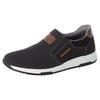 Slip-On Sneaker RIEKER, Herren, Gr. 45, schwarz, Textil, Lederimitat, sportlich, Schuhe, Casual Slipper, Freizeitschuh, Schlupfschuh mit Kontrastnaht, Topseller
