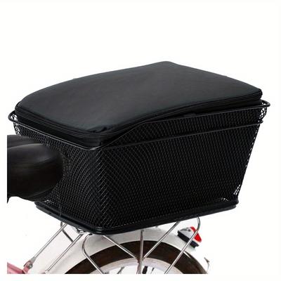 TEMU Rear Bike Basket Large Capacity Metal Wire Bicycle Basket With A Zippered Anti-wading Bag Image